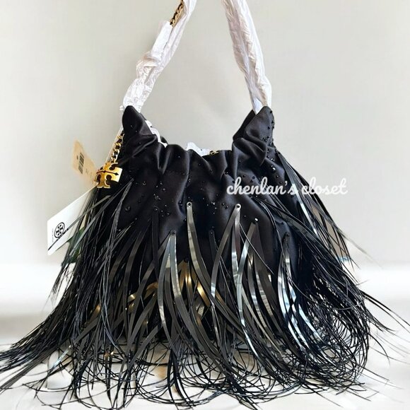 Tory Burch Fleming Feather Mini Hobo With Chain Strap and Gold Hardware NWT - Picture 8 of 16